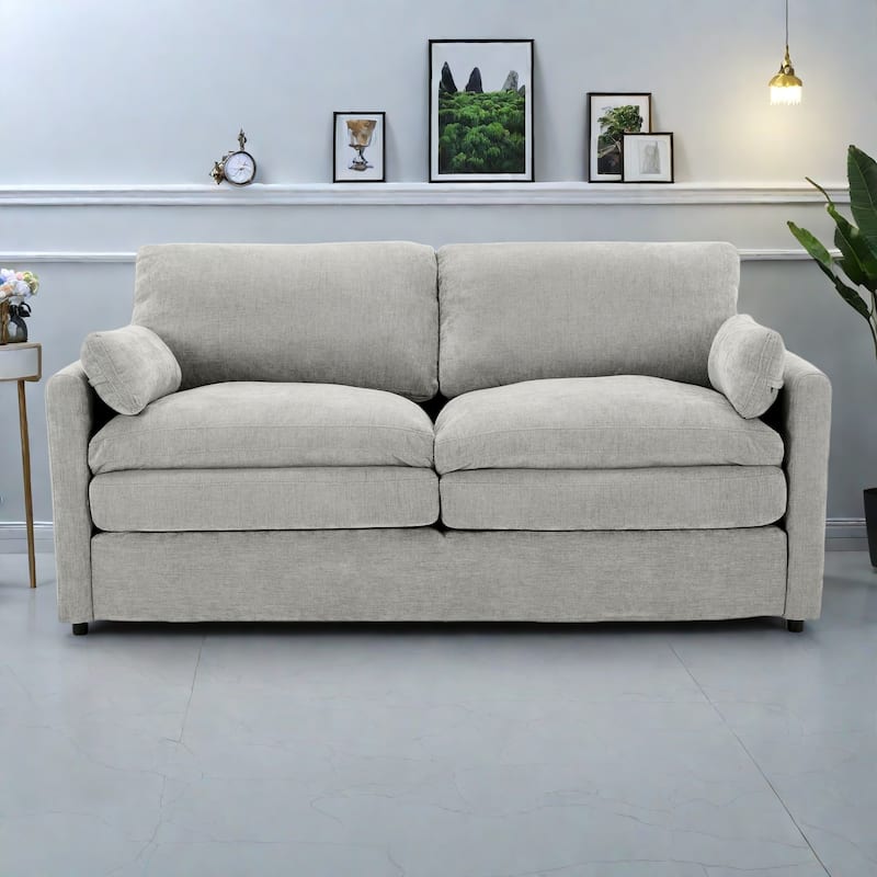 68.1" Chenille 2-Seater Sofa with Double-Layered Cushions for Living Room - Grey