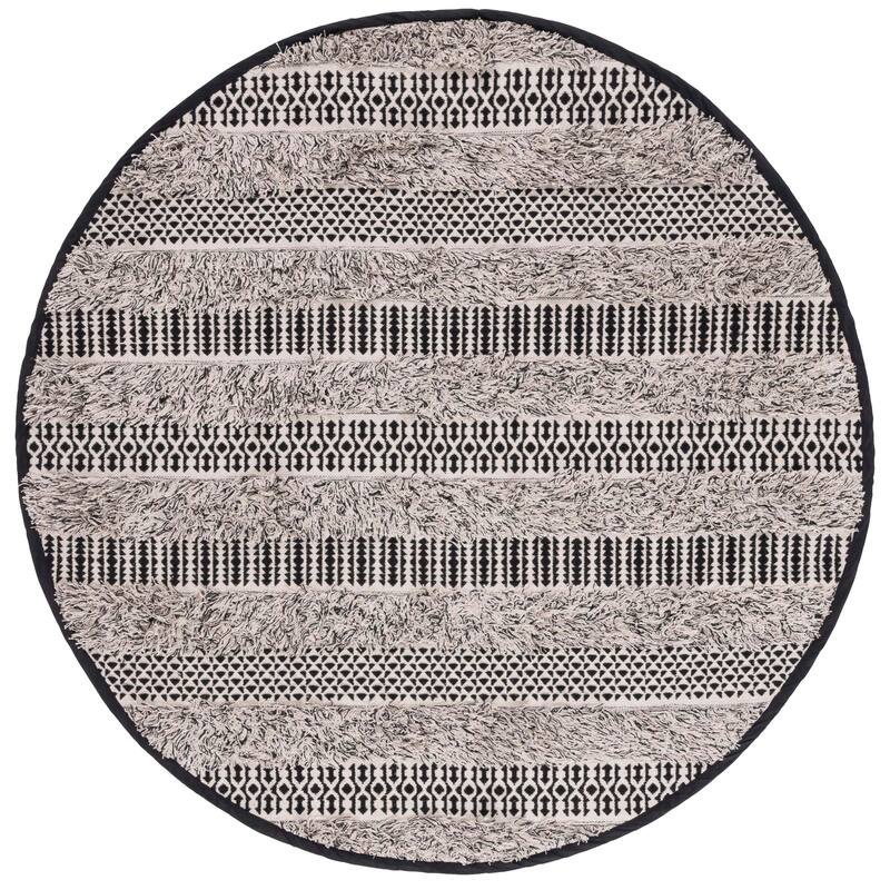 SAFAVIEH Natura Velda Cotton Rug - 6' Round - Black/Ivory