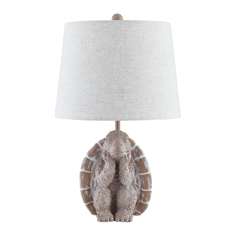 19.5" Brown Textured Resin Turtle Table Lamp - 12" x 12" x 19.5" - 12" x 12" x 19.5" - Brown