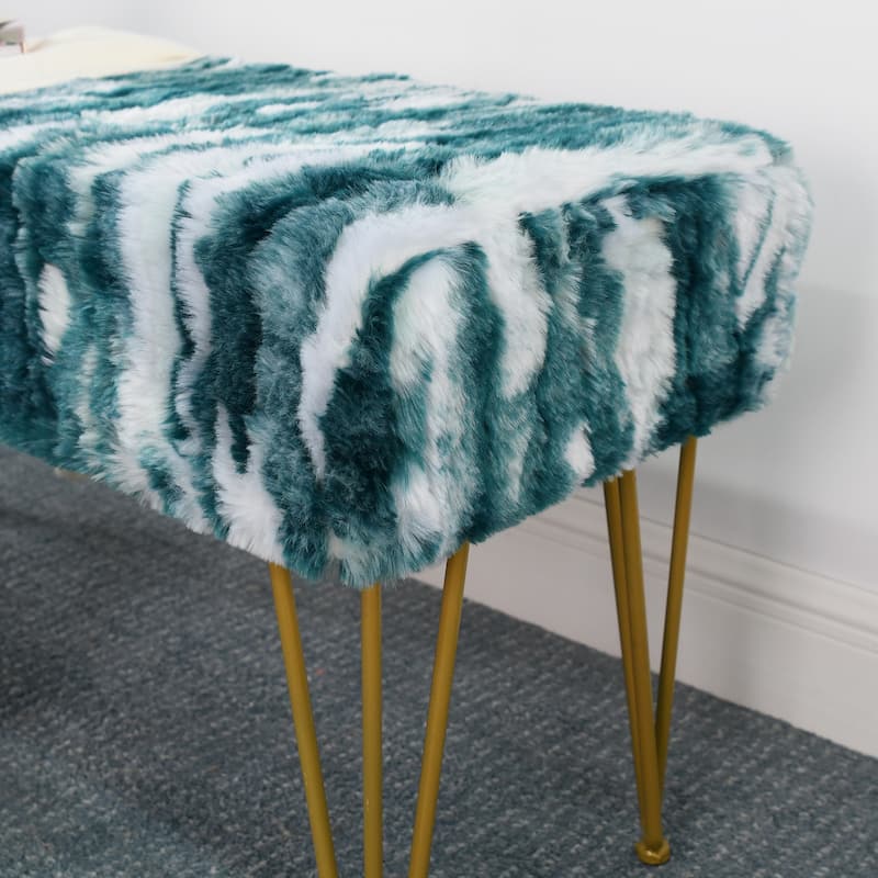 Home Soft Things Soft Fauxfur Ottoman Fuzzy Entryway Bench Seat