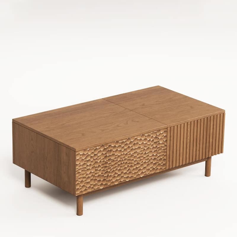 51.1" Satin Walnut Coffee Table with Storage Drawers for Living Room & Home Office - 51.1"Wx27.5"Dx18.9"H