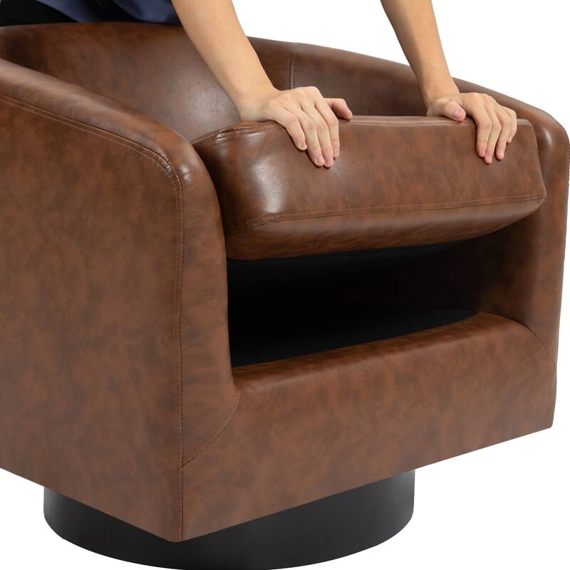 Round Barrel Armchair 360-Degree Swivel Accent Chairs