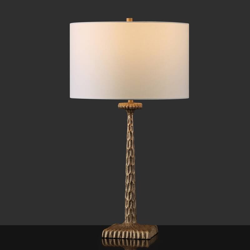 SAFAVIEH Couture Roxalina Metal Base Table Lamp - 16Wx16Dx29H - Antique Brass/White