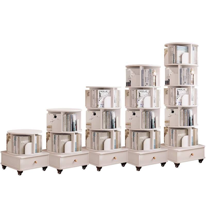 Anmytek 360 Rotating 6 Tier Corner Bookshelf with Drawer Floor Standing Wood Storage Organizer