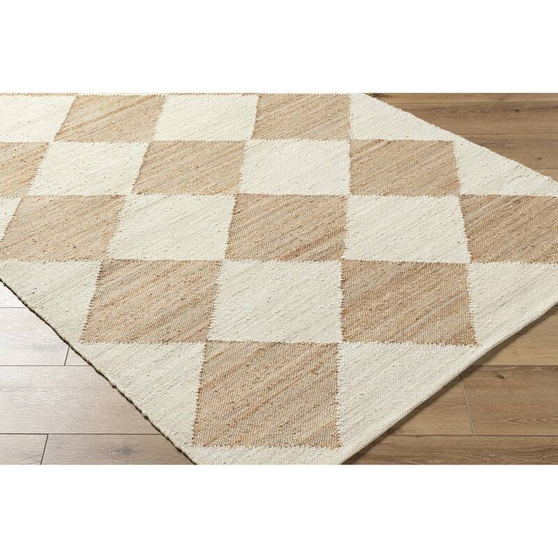 Wilfredo Transitional Checkered Jute Area Rug