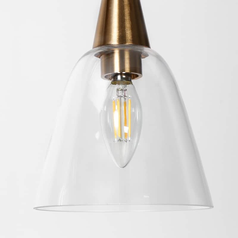 Modern Gold 3-Light Glass Chandelier Island Lights for Dining Room - Brass - 27.2L"x6W"x17.3"H