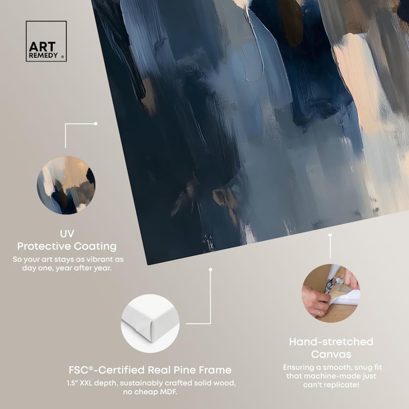 Navy Beige I Canvas by Art Remedy, Gallery Wrapped