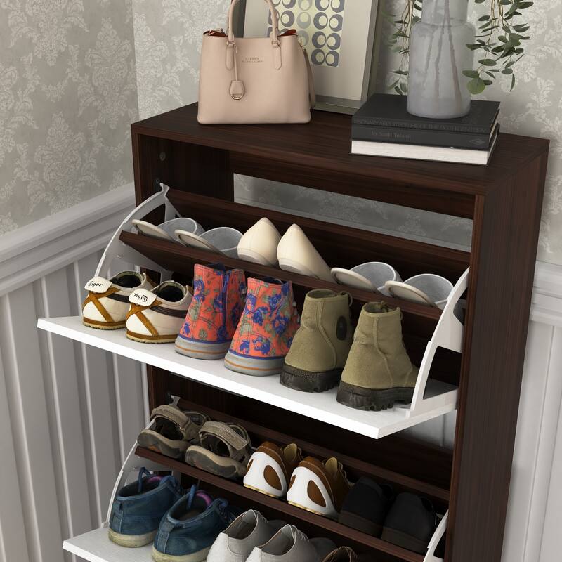 Shoe Storage Cabinet with 3 Flip Drawers&1 Drawer, Slim Freestanding Storage Racks