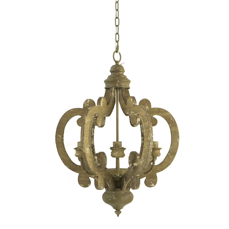 French Country Wood Chandelier