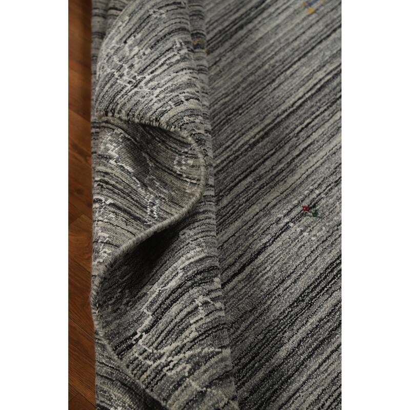 Grey Oriental Gabbeh Indian Area Rug Hand-Knotted Wool Carpet - 5'3" x 7'6"