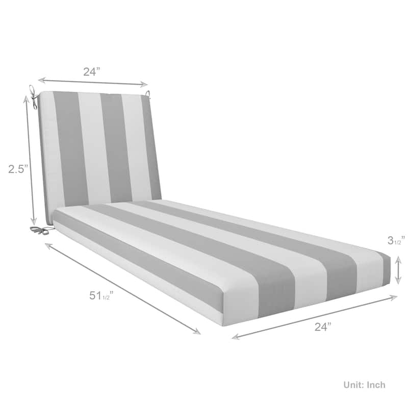 California Umbrella Outdoor Chaise Lounge Cushion, 24" x 78", 3.5" Thick, Memory Foam, Solstice Olefin Fabric