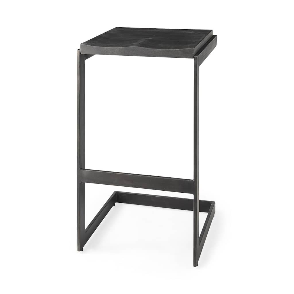 30” High Contemporary Bar Stool with Backless Wood Seat and Metal Legs for Dining Room - 30”H x 17”W x 18”D