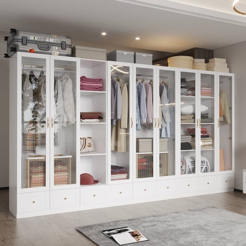 Multi-Piece Wardrobe Set Adaptable Closet Modules Combo Armoires