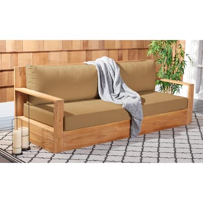 SAFAVIEH Couture Outdoor Kauai Solid Wood Patio Sofa - 80Wx30Dx28H