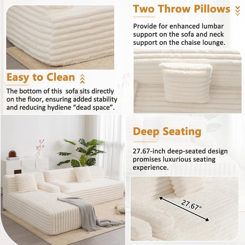 110" Cloud Sectional Sofa Upholstered Couch Free-combined Sofa