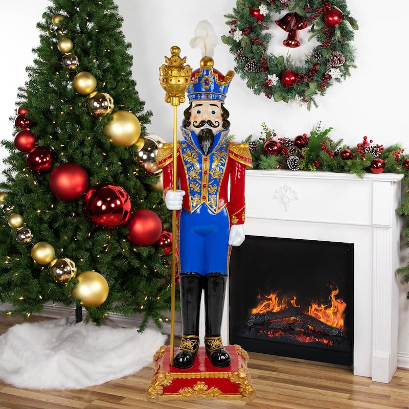 Regal Commercial Christmas Nutcracker Soldier with Scepter - 6.5' - Red and Blue
