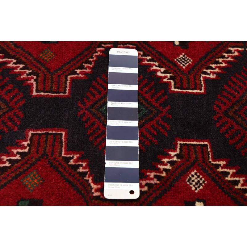 ECARPETGALLERY Hand-knotted Teimani Dark Navy, Red Wool Rug - 3'4 x 6'4