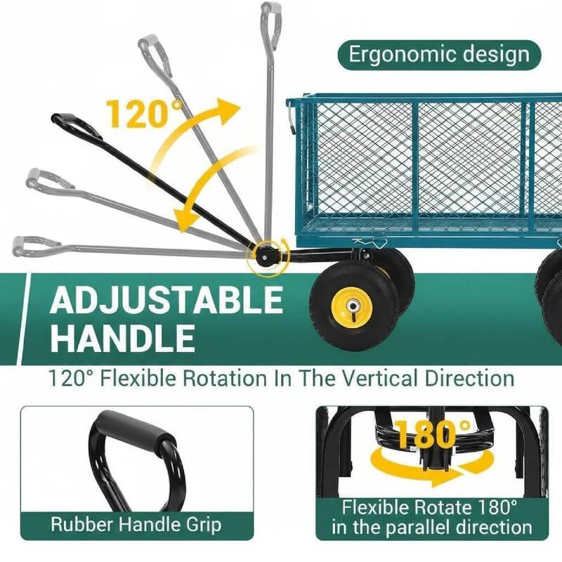 1100 Lbs Capacity Garden Wagon Carts on Wheels for Outdoor, Farm, Yard, Beach