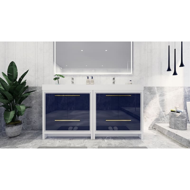 Dove 72'' Freestanding Vanity with Double Reinforced Acrylic Sink