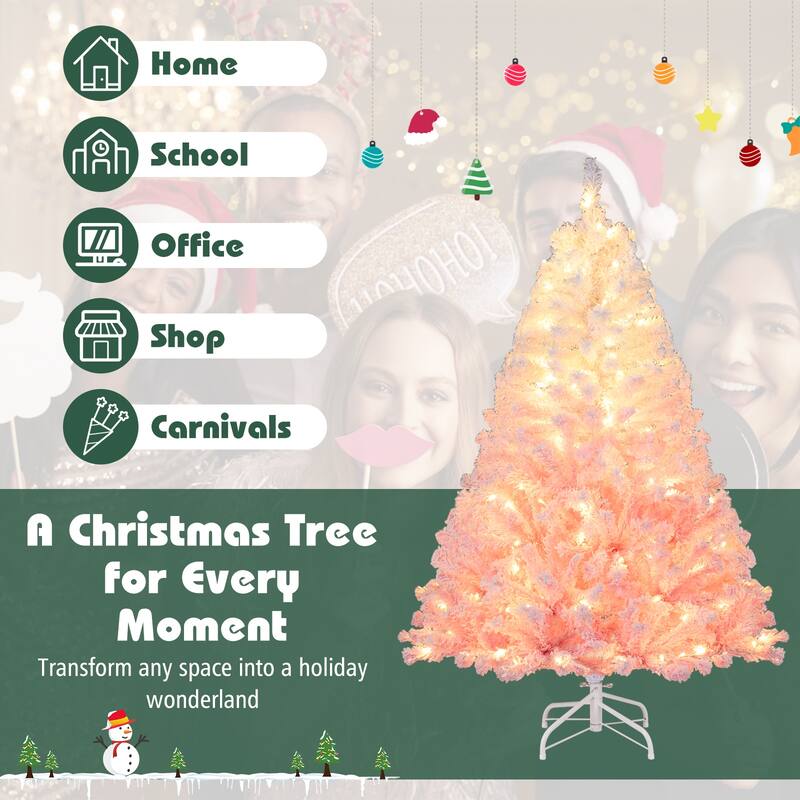 Costway 5/6/7/8 FT Artificial Christmas Tree with 180/250/350/470 Warm - See Details