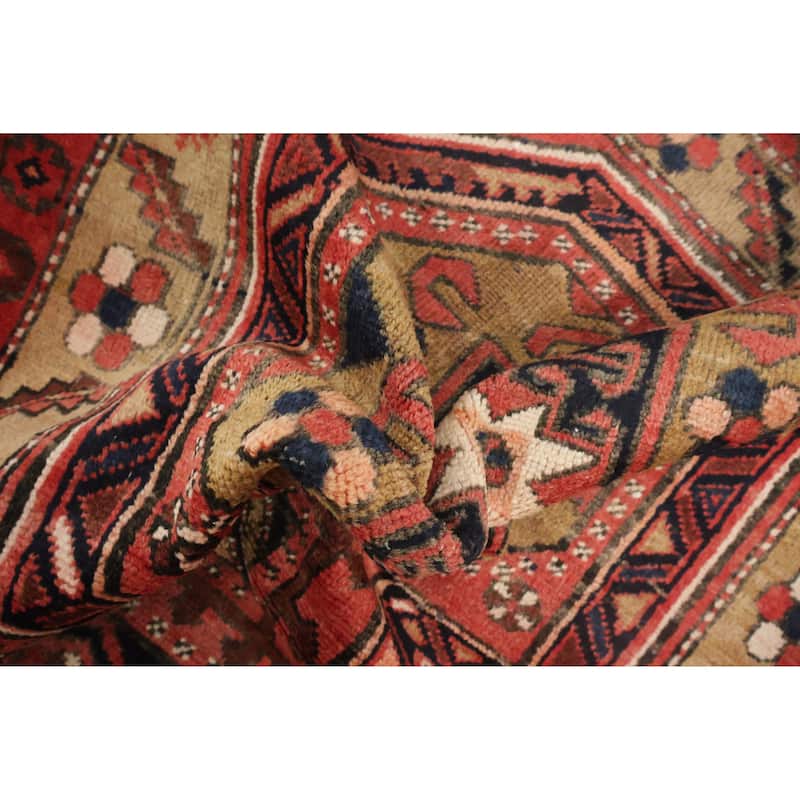 Hand Knotted Oriental 100% Wool Carpet Traditional Tribal Red Hamedan Runner Rug - 12' 5'' X 3' 6''