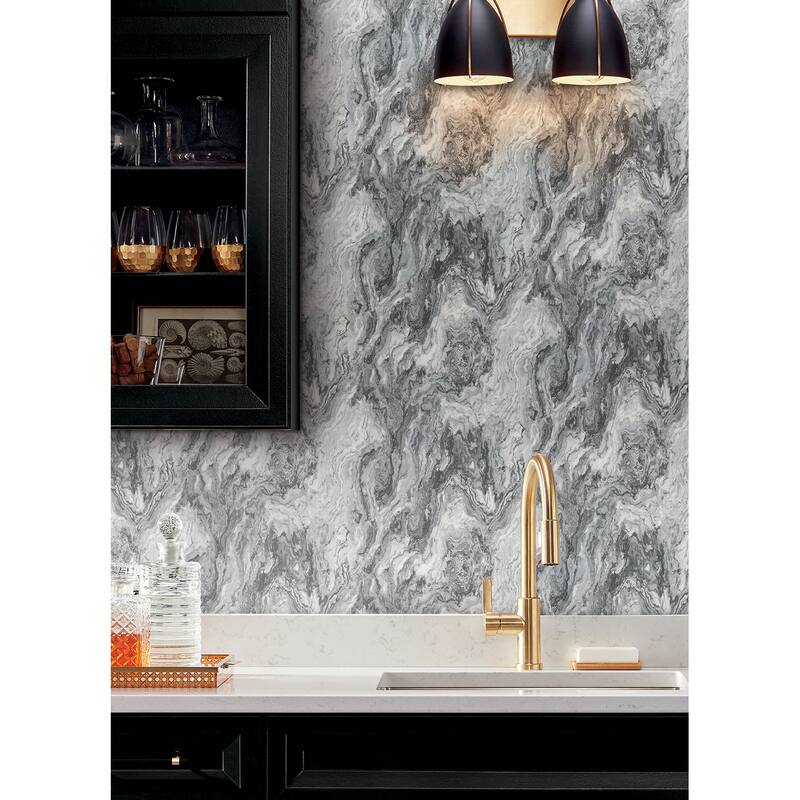 Advantage Star Charcoal Marble Wallpaper