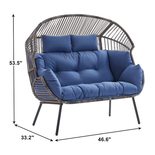 dimension image slide 4 of 6, Gymojoy Double Wicker Egg Chair Outdoor Oversized Egg Chair