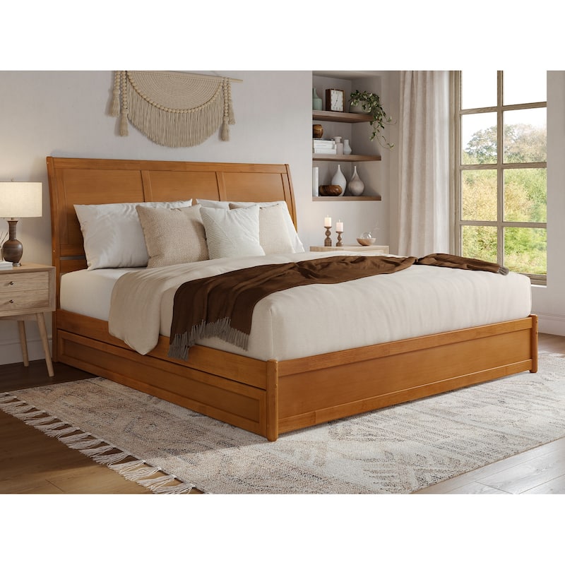 Andorra Platform Bed with Panel Footboard and Twin XL Trundle