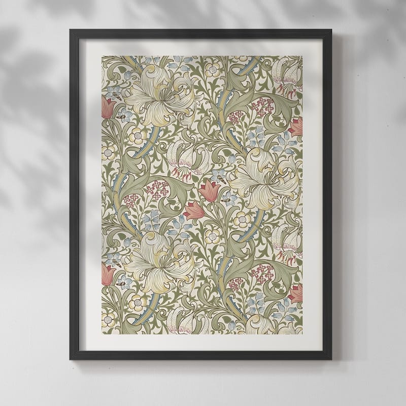 Vintage Floral Print CCCV -Framed Print - 11x14 - Black