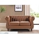 preview thumbnail 3 of 4, Capri Faux Leather Chesterfield Rolled Arm Loveseat Brown