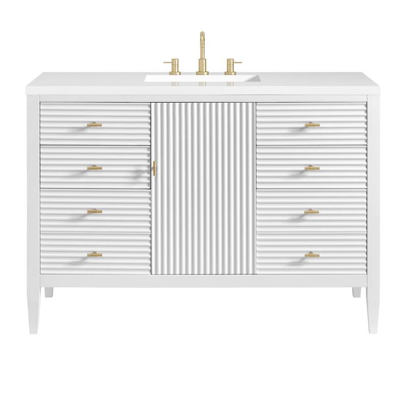 James Martin Vanities 485-V48-3WZ Myrrin 48" Single Basin Wood Vanity - Bright White - Painted