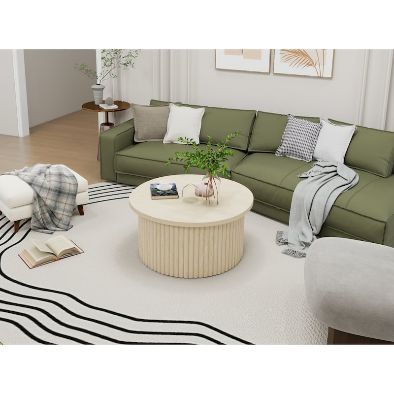 GDF Studio - Modern Metal Base Round Coffee Table with Flip-Top Storage