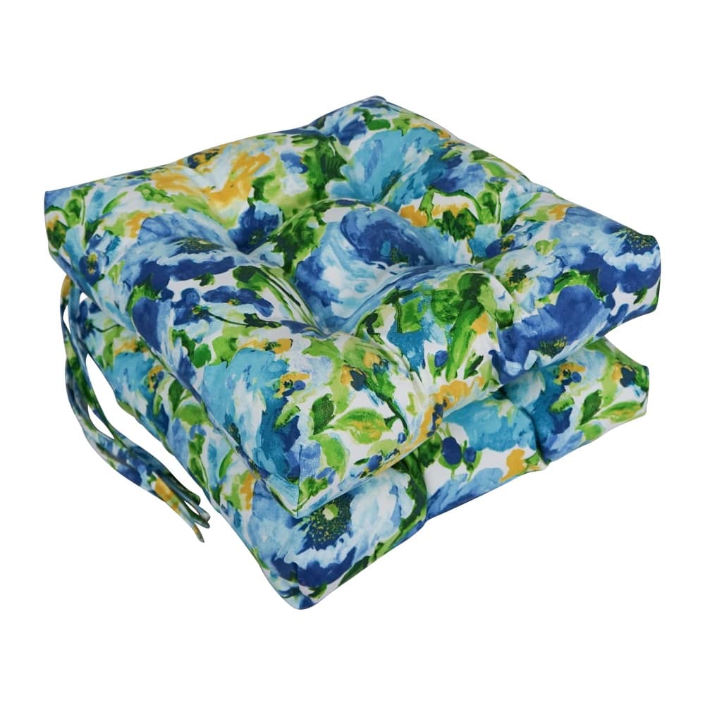 16-inch Square Tufted Indoor/Outdoor Chair Cushions (Set of 2) - 16"