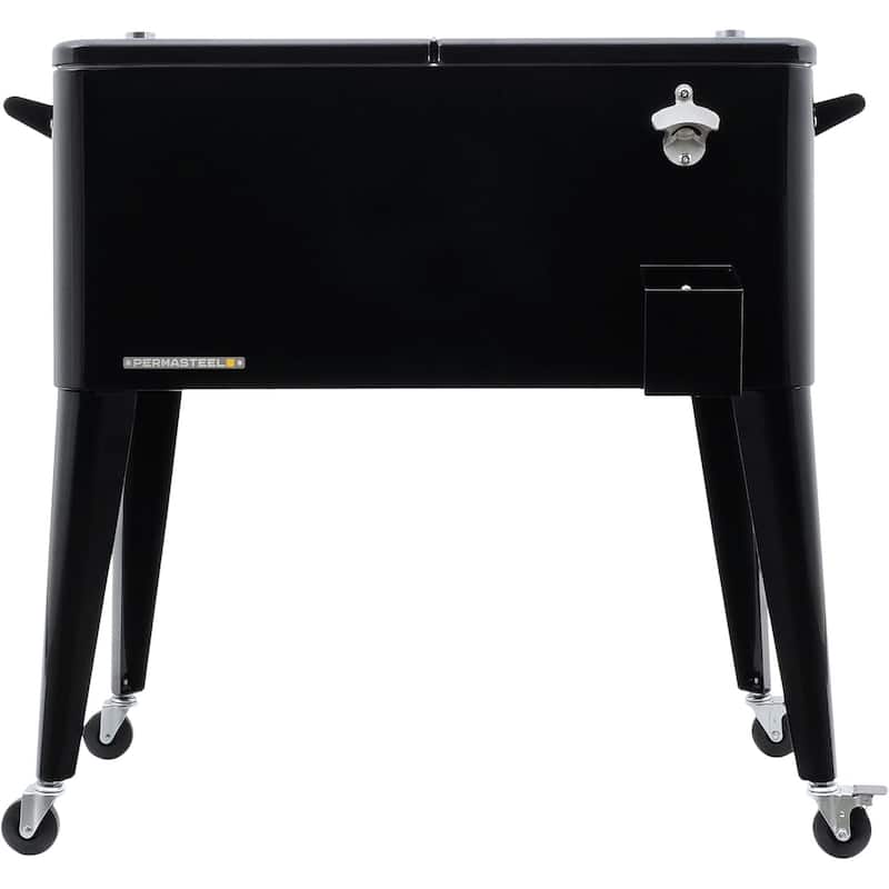 Permasteel 80-Qt Classic Outdoor Rolling Patio Cooler with Wheels - Black