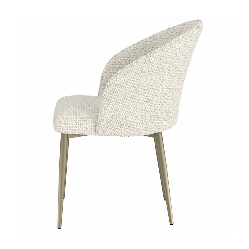 Set of 2 Upholstered Dining Chairs with Metal Legs in White