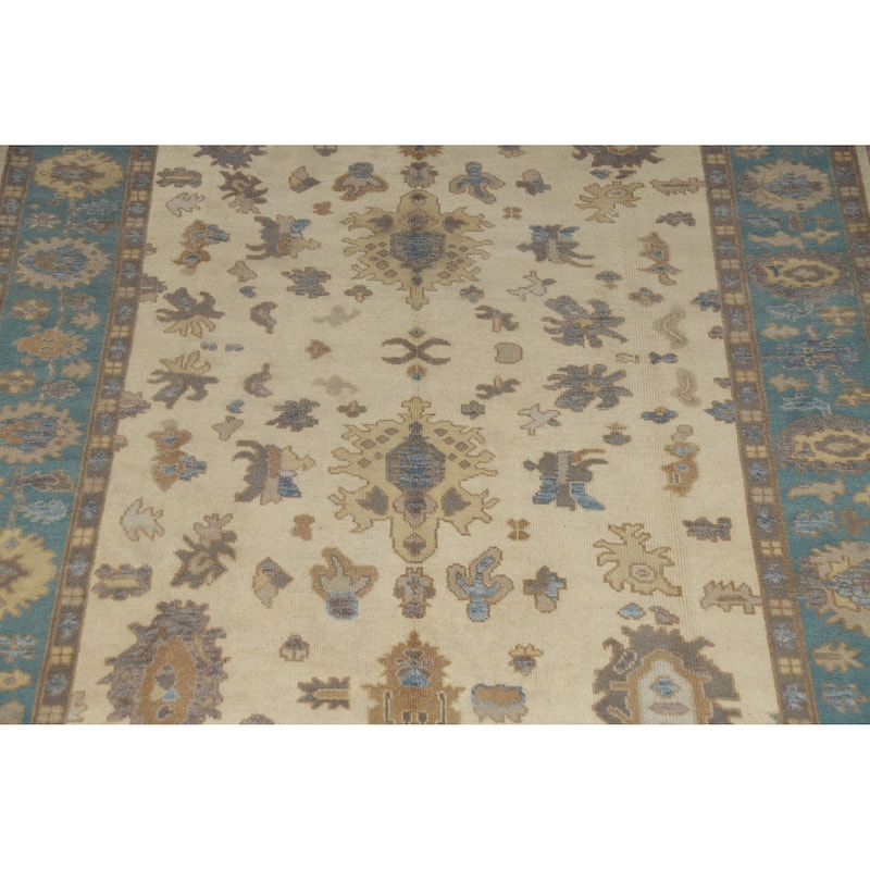 Floral Oushak Indian Area Rug Hand-Knotted Living Room Wool Carpet - 8'0" x 9'9"
