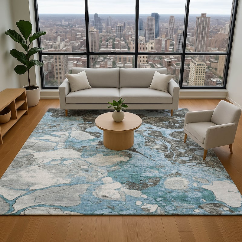 Premium Washable Super Soft Mayfield Rug - Blue - 5' x 7'6"