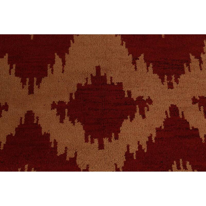 Hand Knotted Oriental 100% Wool Carpet Modern Geometric Oranges & Rust Moroccan Area Rug - 11' 7'' X 9' 5''