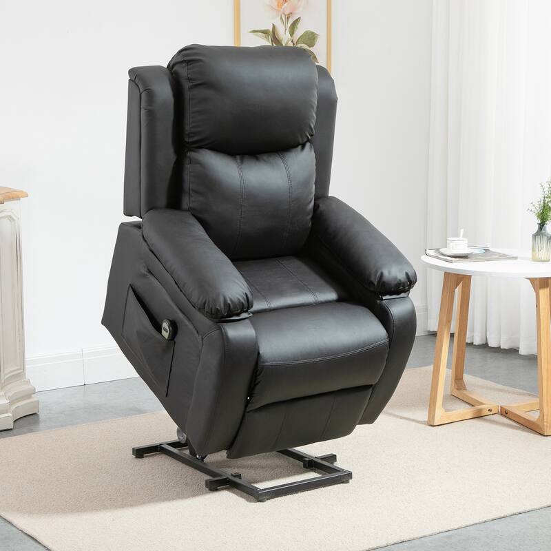 HOMCOM Living Room Power Lift Chair, PU Leather Electric Recliner Sofa Chair for Elderly with Remote Control