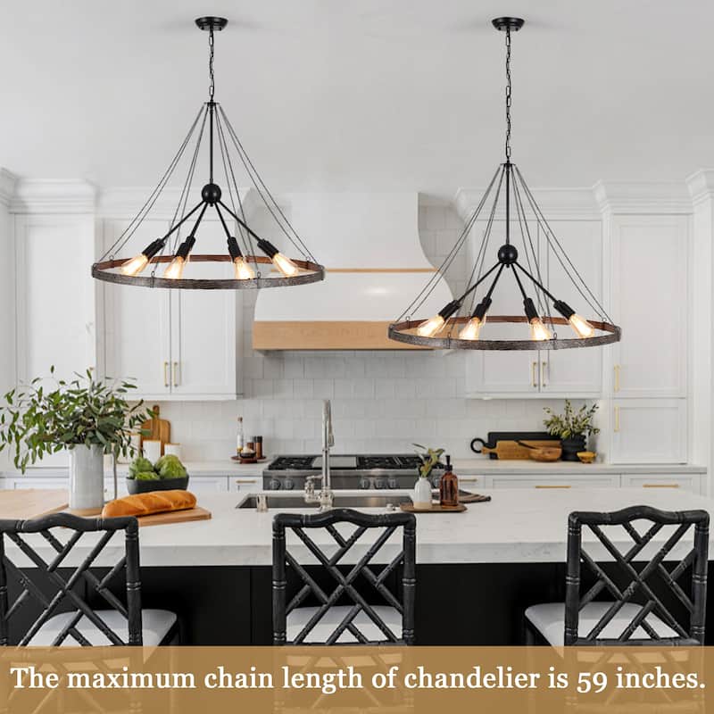 8-Light Circle Wagon Wheel Chandelier Linear Sputnik Chandelier Lighting for Kitchen Island