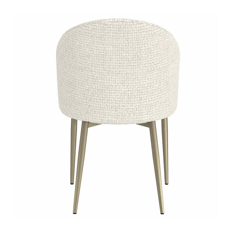 Set of 2 Upholstered Dining Chairs with Metal Legs in White