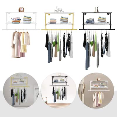 2-tier Garment Rack Wall Mounted Clothes Display Rack