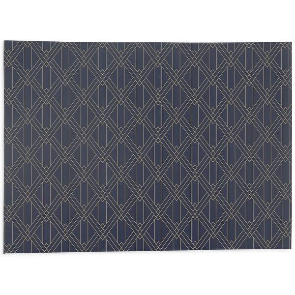ART DECO TRIANGLES DARK BLUE Kitchen Mat By Becky Bailey Bed Bath