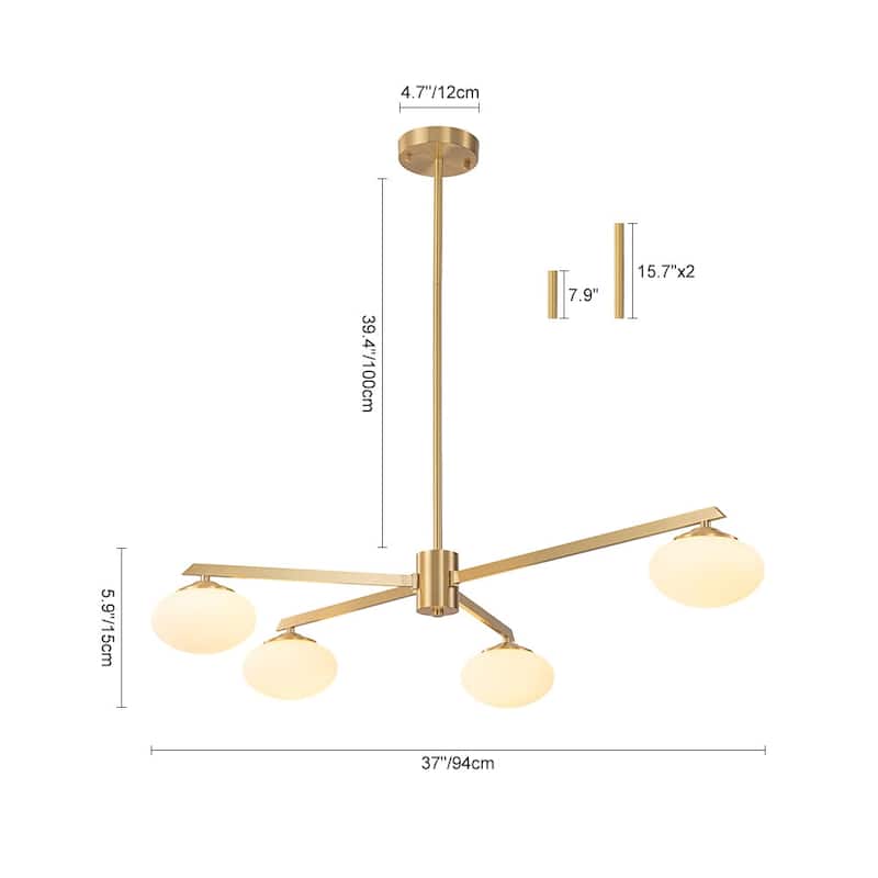 Modern Ellipse Glass Sputnik Chandelier Convertible to Semi-flush Mount