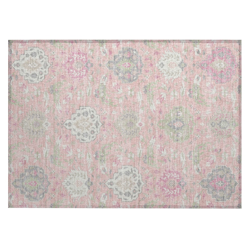 Machine Washable Indoor/ Outdoor Traditional Kashan Chantille Rug