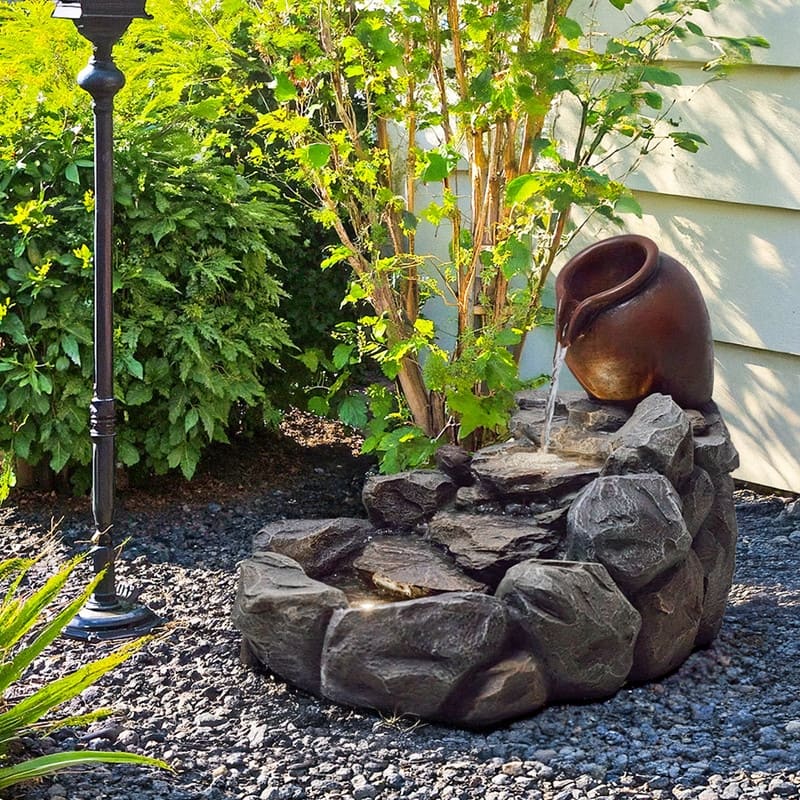 Outdoor Tiering Rocky River Stream Water Fountain Weather Resistant with LED Lights