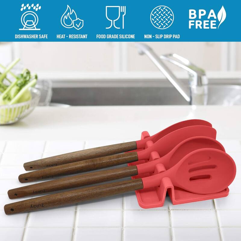 Zulay Kitchen Silicone Utensil Rest with Drip Pad