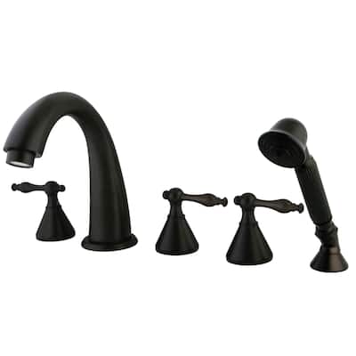 Kingston Brass Naples Widespread Deck Mounted Roman Tub Filler with