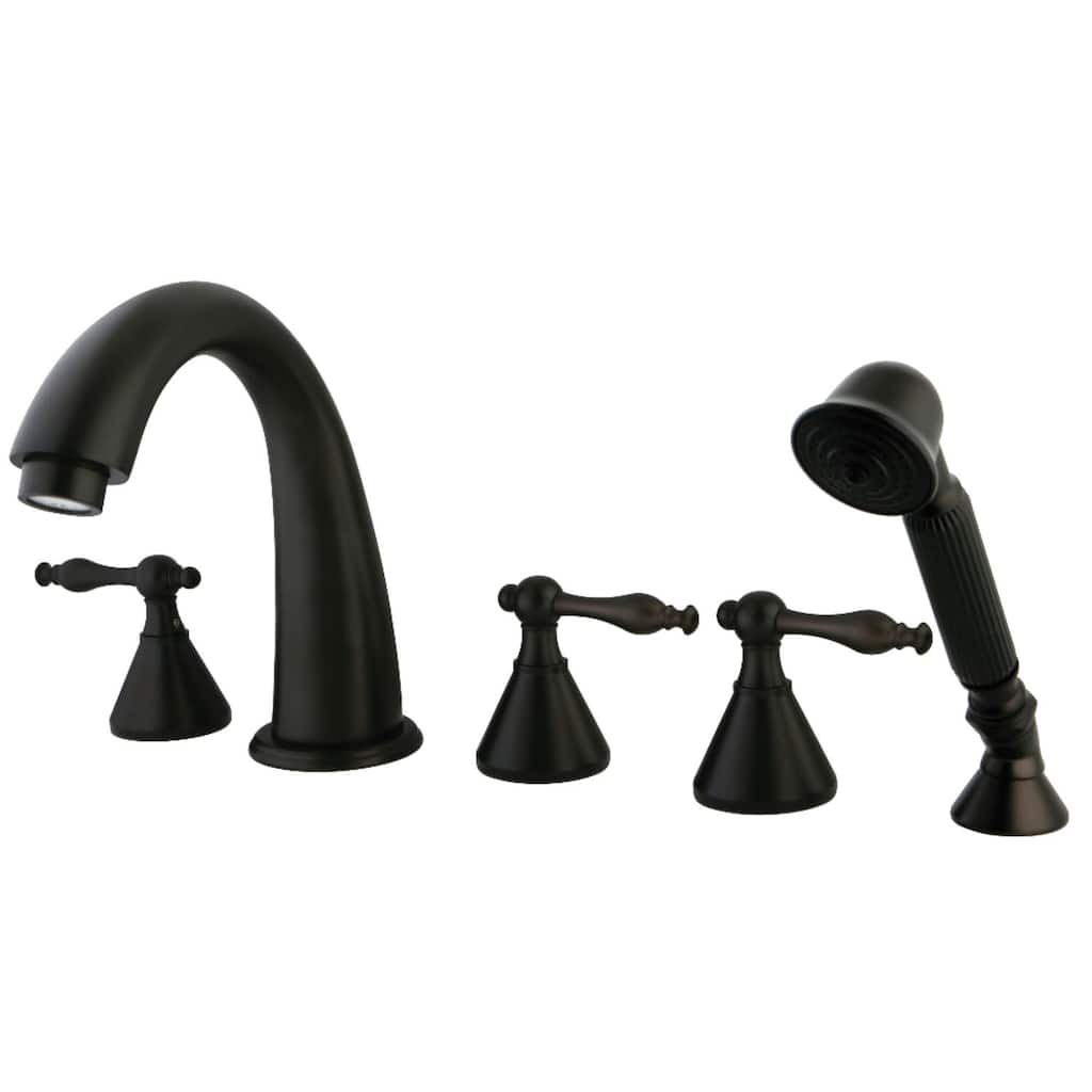 Kingston Brass Naples Widespread Deck Mounted Roman Tub Filler with