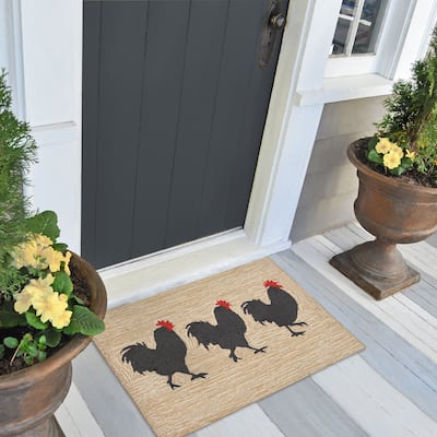 Liora Manne Frontporch Roosters Indoor/Outdoor Rug - 2'6" x 4'